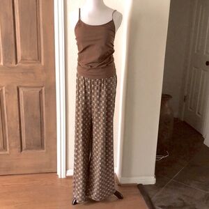 New Directions Wide Leg Pull on Pants Boho Palazzo Stretch Moroccan Large